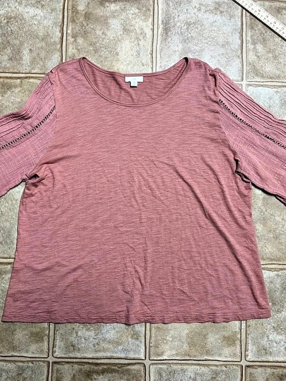 J. Jill Lace-Trim Sleeve Top in Pink Size Medium